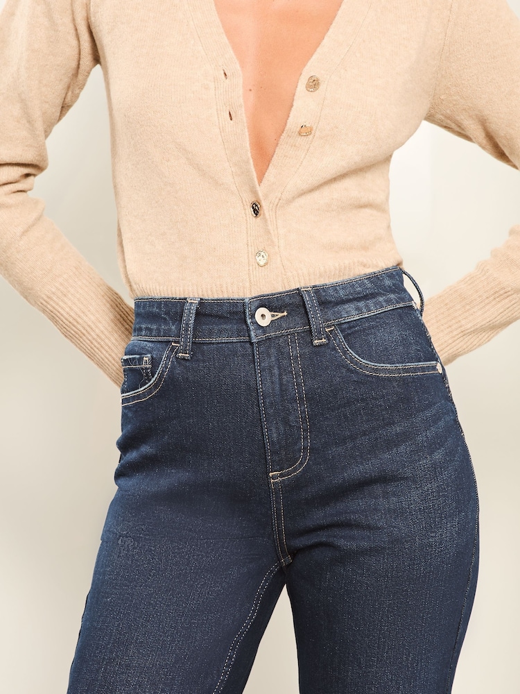 Lipsy Dark Wash Blue Petite High Waist Straight Leg Jeans - Image 3 of 4