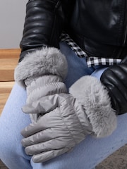 Totes Grey Ladies Isotoner Water Repellent Gloves with Smartouch - Image 1 of 2