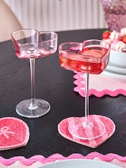Set of 2 Pink Heart Champagne Saucer - Image 1 of 4