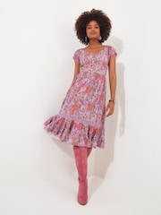 Joe Browns Purple Boutique Paisley Sweetheart Knee Length Dress - Image 1 of 5