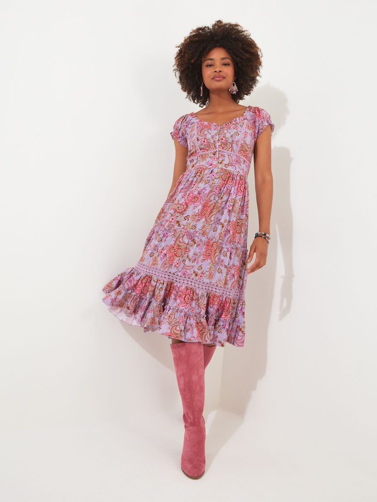 Joe Browns Purple Boutique Paisley Sweetheart Knee Length Dress - Image 1 of 5