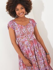 Joe Browns Purple Boutique Paisley Sweetheart Knee Length Dress - Image 4 of 5