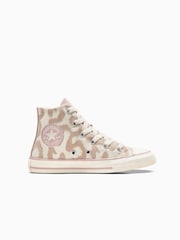 Converse Cream Junior Chuck Taylor Leopard Print Trainers - Image 1 of 7