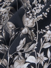 Black Mono Regular Fit Kew Collection 100% Cotton Floral Long Sleeve Single Cuff Shirt - Image 6 of 6