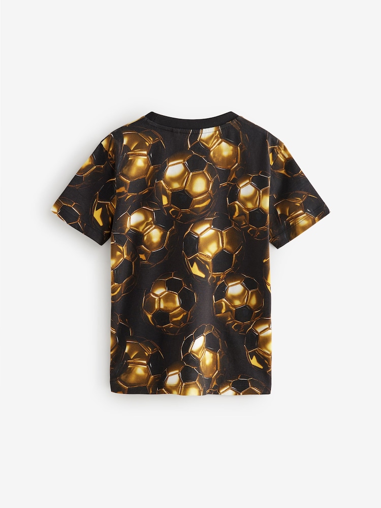 Black/Gold Football Short Sleeve Graphic T-Shirt (3-16yrs) - Image 2 of 4