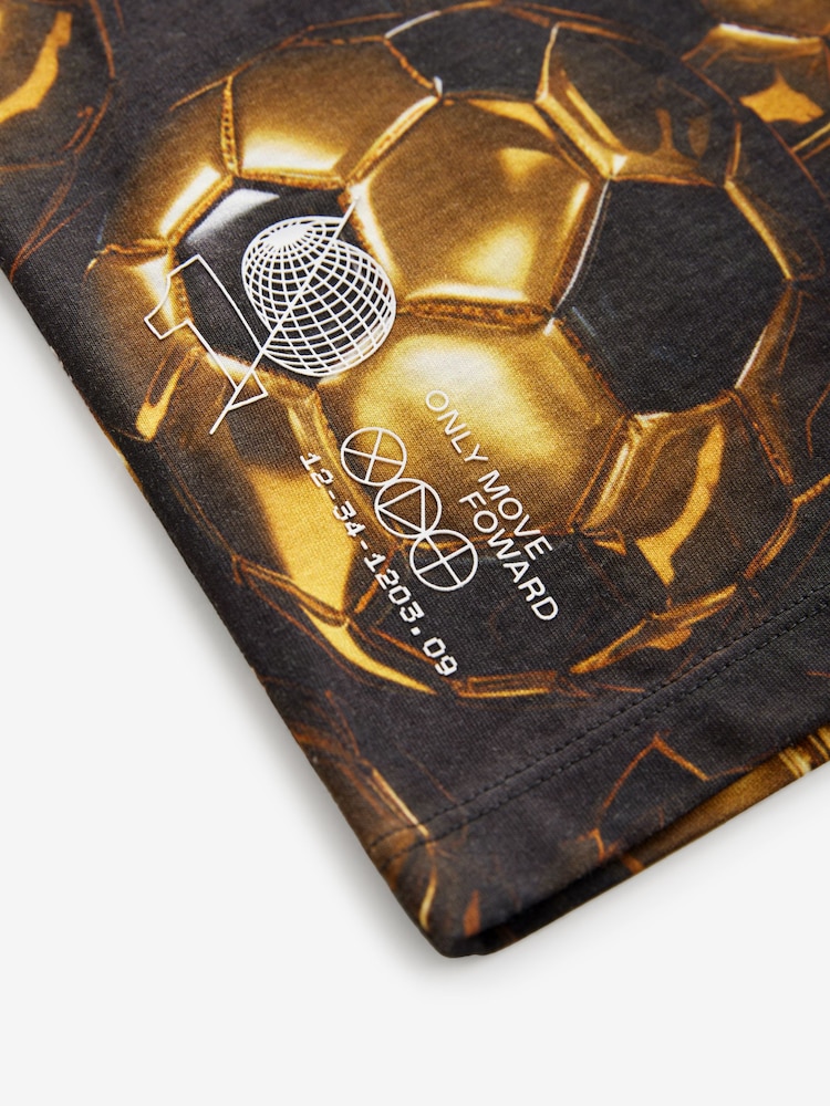Black/Gold Football Short Sleeve Graphic T-Shirt (3-16yrs) - Image 4 of 4