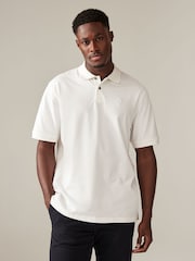 White Relaxed Fit Short Sleeve Pique Polo Shirt - Image 1 of 7
