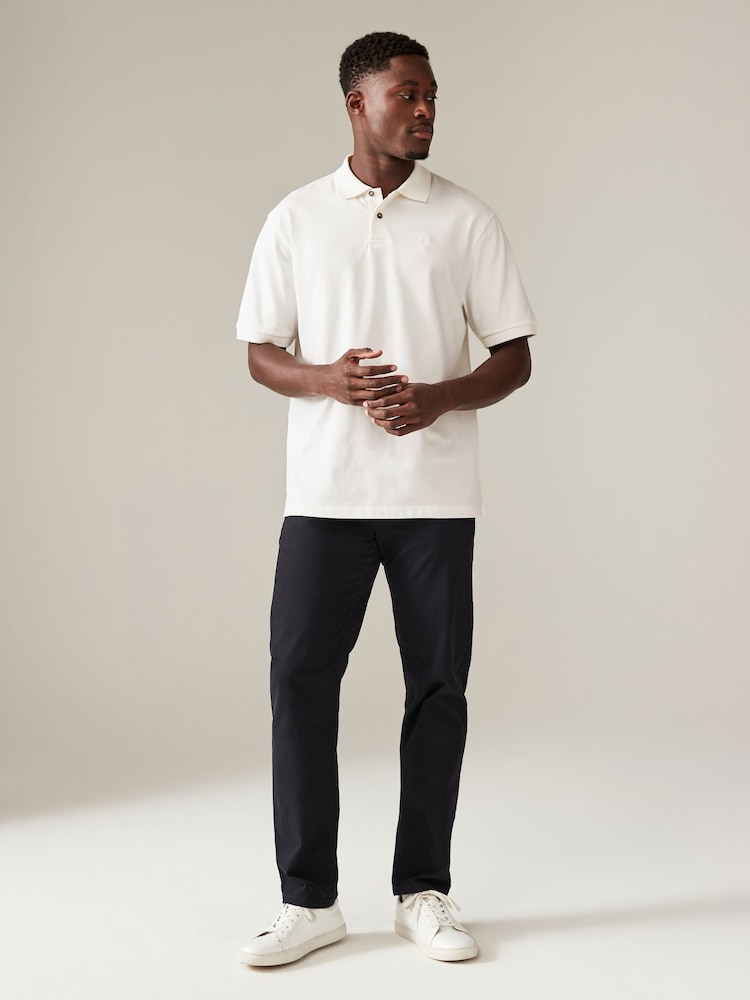 White Relaxed Fit Short Sleeve Pique Polo Shirt - Image 2 of 7