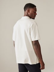 White Relaxed Fit Short Sleeve Pique Polo Shirt - Image 3 of 7