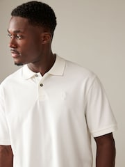 White Relaxed Fit Short Sleeve Pique Polo Shirt - Image 4 of 7