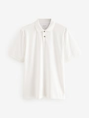 White Relaxed Fit Short Sleeve Pique Polo Shirt - Image 5 of 7