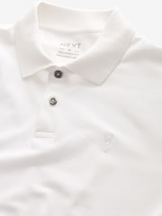 White Relaxed Fit Short Sleeve Pique Polo Shirt - Image 6 of 7