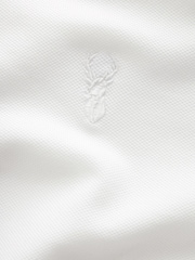 White Relaxed Fit Short Sleeve Pique Polo Shirt - Image 7 of 7