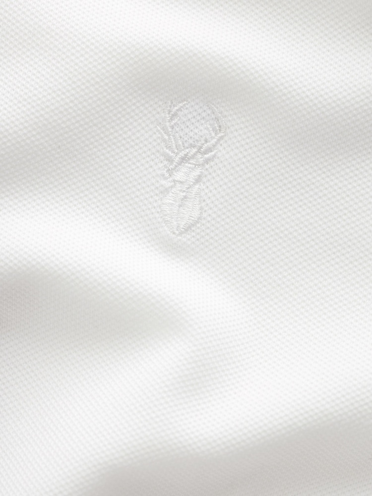 White Relaxed Fit Short Sleeve Pique Polo Shirt - Image 7 of 7
