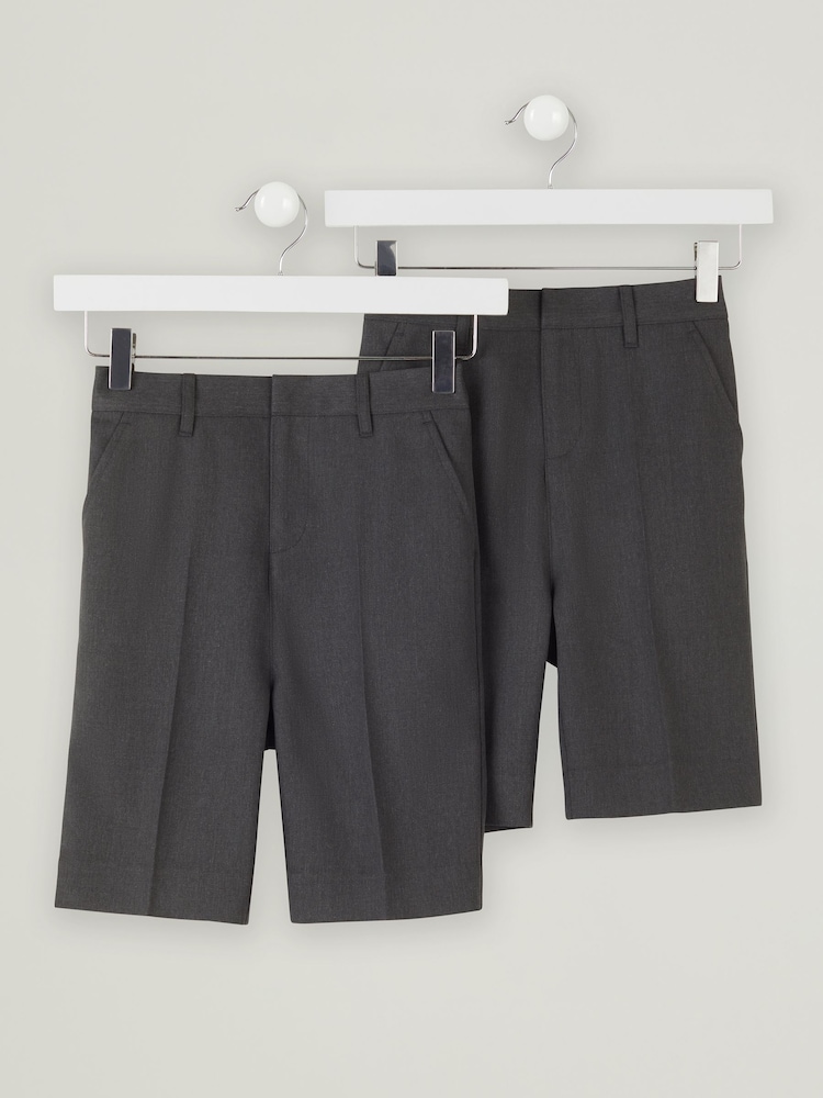 Trutex Junior Jungen Schul-Shorts mit schmalem Beinschnitt im 2er-Pack, Grau - Bild 1 von 5 Trutex Junior Jungen Schul-Shorts mit schmalem Beinschnitt im 2er-Pack, Grau - Bild 1 von 5