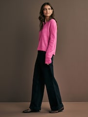 Pink Bright Soft Touch Button Through Knitted Cardigan with Alpaca - Image 2 of 7