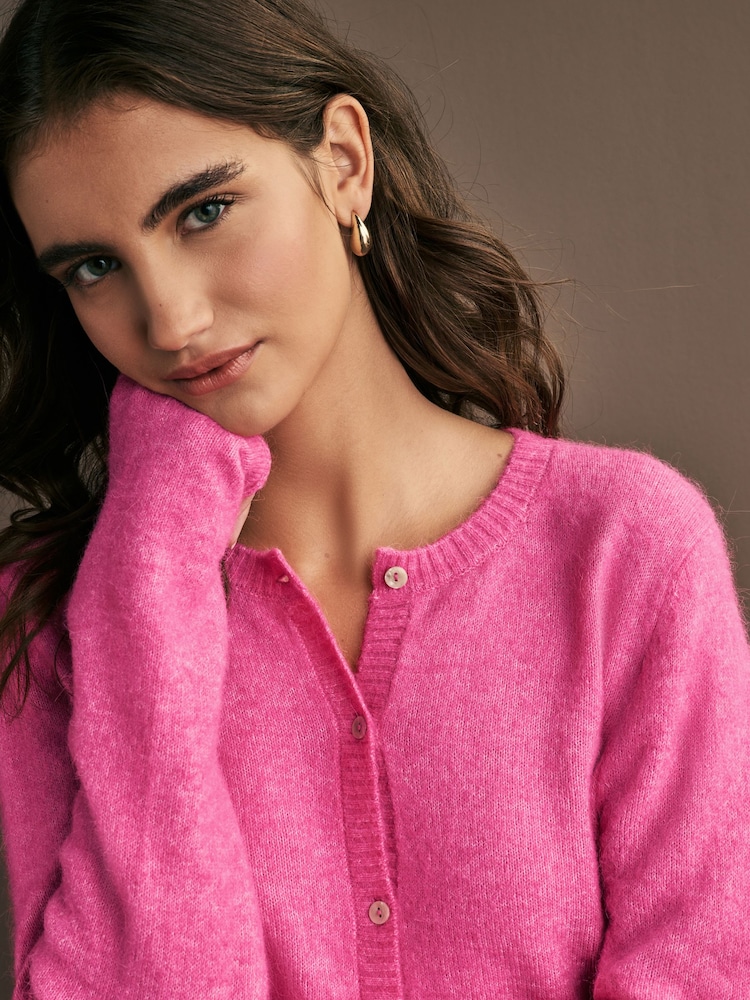 Felroze - Soft Touch Button Through Knitted Cardigan with Alpaca - Image 4 of 7