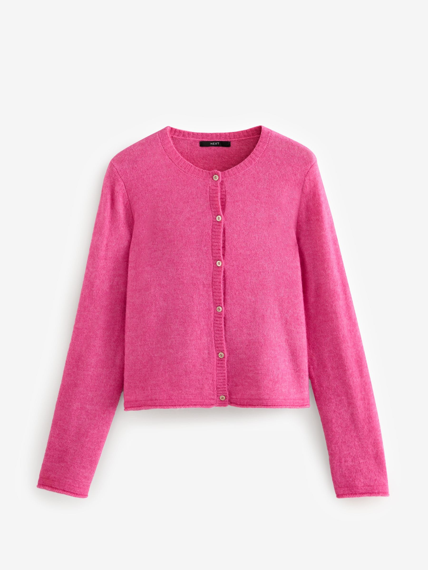 Buy Pink Bright Soft Touch Button Through Knitted Cardigan