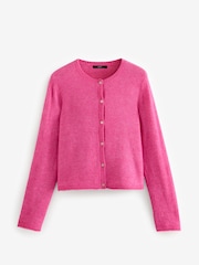 Pink Bright Soft Touch Button Through Knitted Cardigan with Alpaca - Image 5 of 7