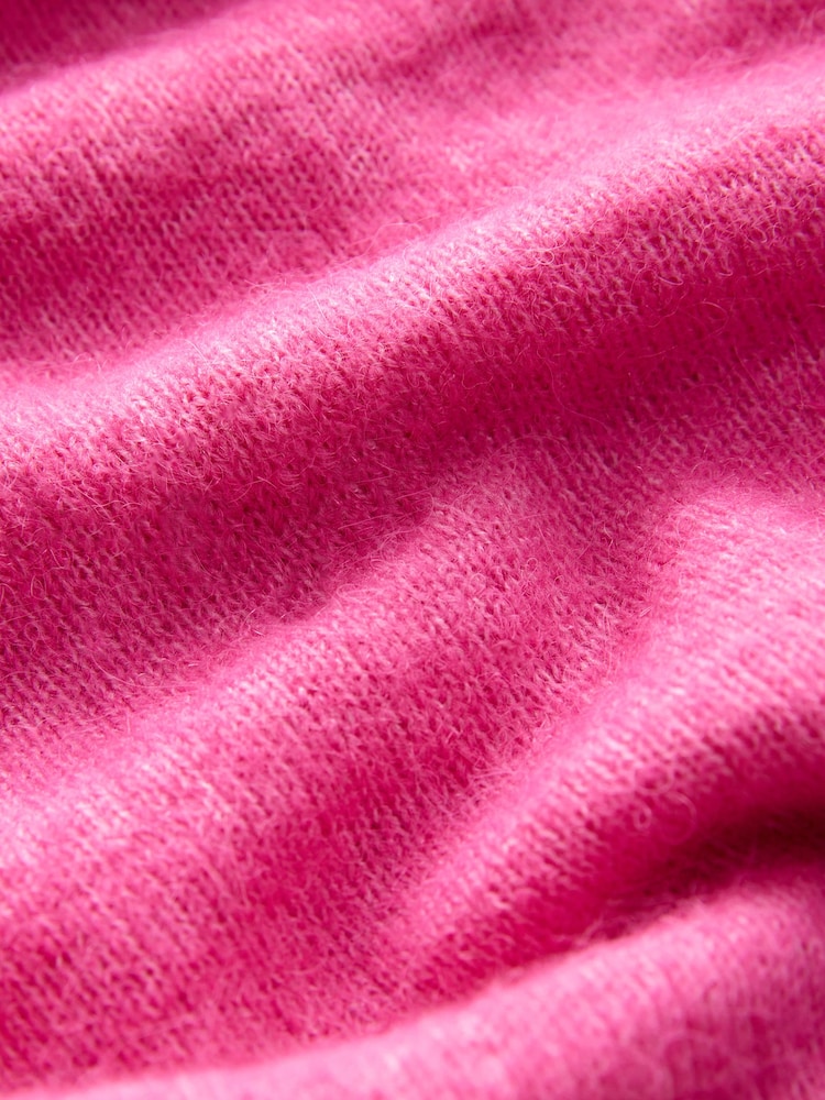 Pink Bright Soft Touch Button Through Knitted Cardigan with Alpaca - Image 7 of 7