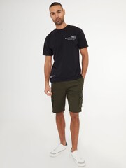 Threadbare Khaki Cotton Jogger Style Cargo Shorts With Stretch - Image 3 of 4