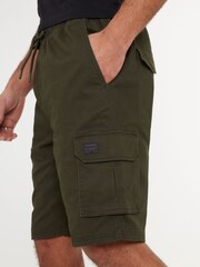 Threadbare Khaki Cotton Jogger Style Cargo Shorts With Stretch - Image 4 of 4