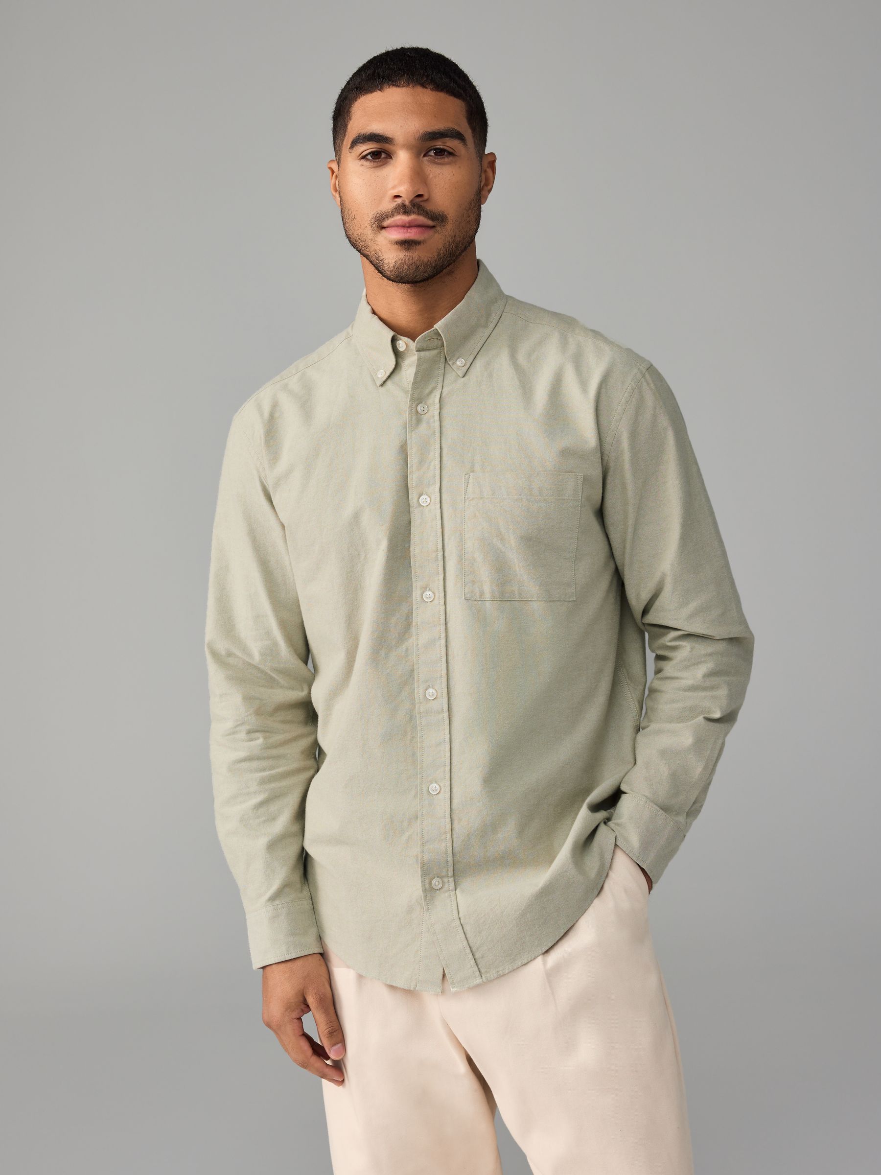 Buy Green Brushed 100% Cotton Oxford Long Sleeve Shirt from Buy Green Brushed 100% Cotton Oxford Long Sleeve Shirt from