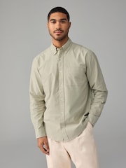 Green Brushed 100% Cotton Oxford Long Sleeve Shirt - Image 1 of 8