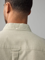 Green Brushed 100% Cotton Oxford Long Sleeve Shirt - Image 4 of 8