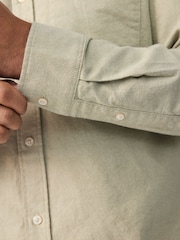 Green Brushed 100% Cotton Oxford Long Sleeve Shirt - Image 5 of 8