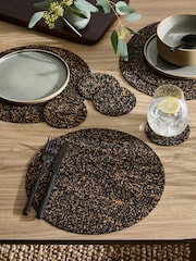 Set of 4 Natural/Black Cork Placemats and Coasters - Image 1 of 4