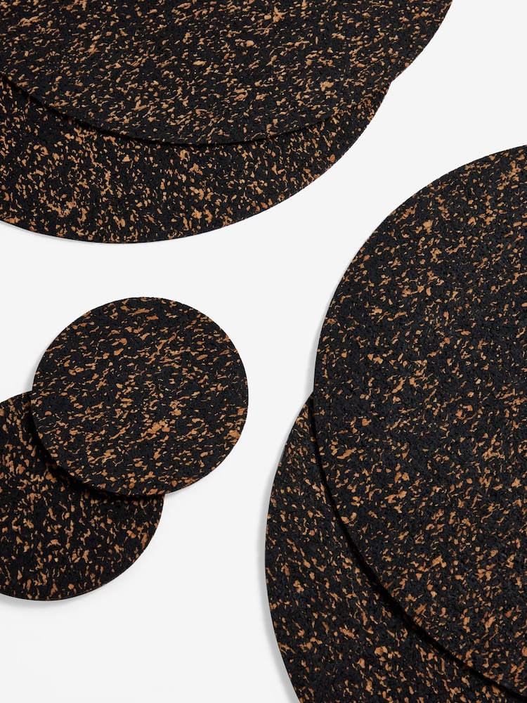 Set of 4 Natural/Black Cork Placemats and Coasters - Image 4 of 4