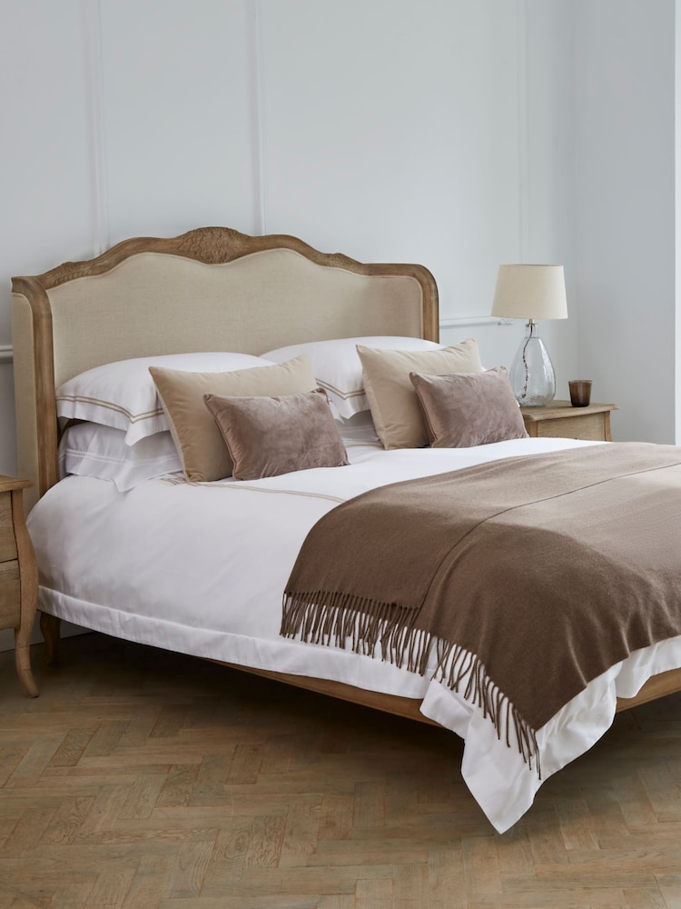Feather & Black Natural Versailles Upholstered Linen Bed - Image 1 of 3