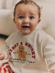 Neutral Gingerbread Baby Christmas Cosy Sweatshirt and Joggers Set (0mths-2yrs) - Image 3 of 15