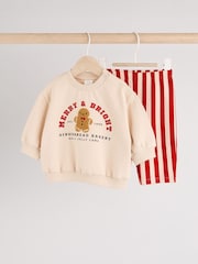 Neutral Gingerbread Baby Christmas Cosy Sweatshirt and Joggers Set (0mths-2yrs) - Image 5 of 15