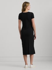 Lauren Ralph Lauren Syproah Jersey Twist Front Midi Black Dress - Image 4 of 9