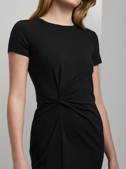 Lauren Ralph Lauren Syproah Jersey Twist Front Midi Black Dress - Image 5 of 9