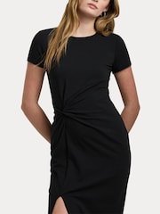 Lauren Ralph Lauren Syproah Jersey Twist Front Midi Black Dress - Image 6 of 9