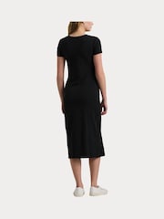 Lauren Ralph Lauren Syproah Jersey Twist Front Midi Black Dress - Image 7 of 9