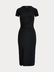 Lauren Ralph Lauren Syproah Jersey Twist Front Midi Black Dress - Image 9 of 9