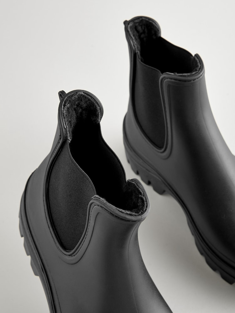 Black Chelsea Faux Fur Lined Wellies - Image 7 of 7