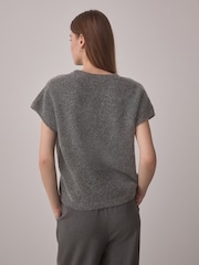 Charcoal Grey Bouclé Knit Waistcoat - Image 2 of 7