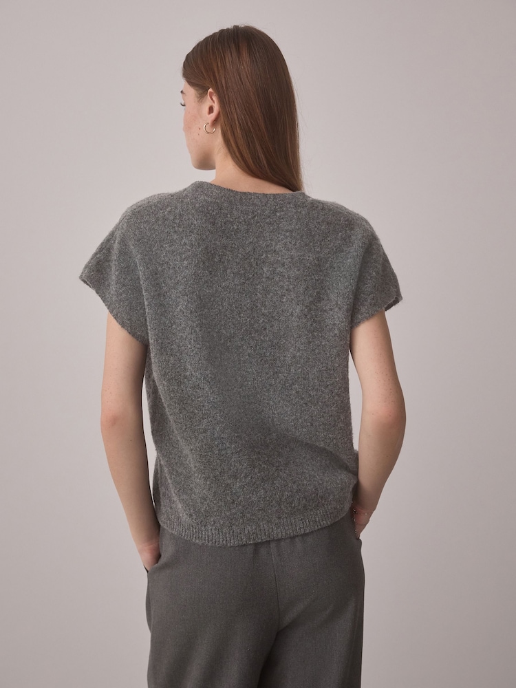 Charcoal Grey Bouclé Knit Waistcoat - Image 2 of 7