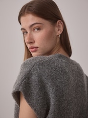 Charcoal Grey Bouclé Knit Waistcoat - Image 5 of 7