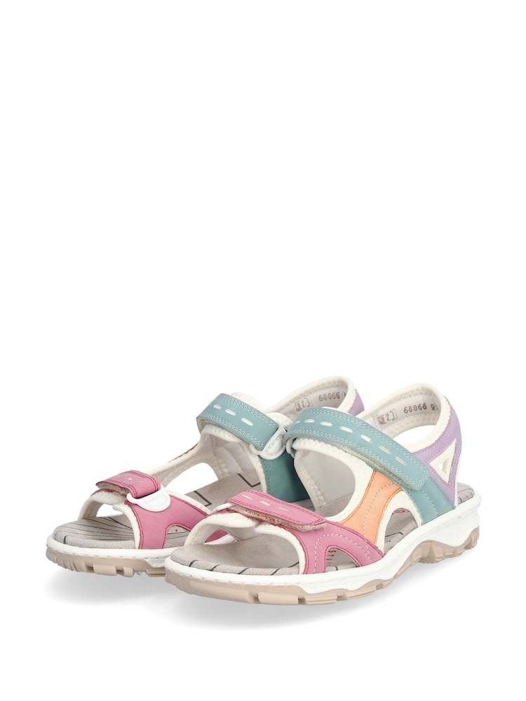 Rieker Womens Pink Bur Fastener Sandals - Image 5 of 10