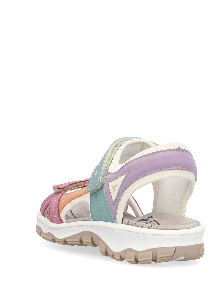 Rieker Womens Pink Bur Fastener Sandals - Image 6 of 10