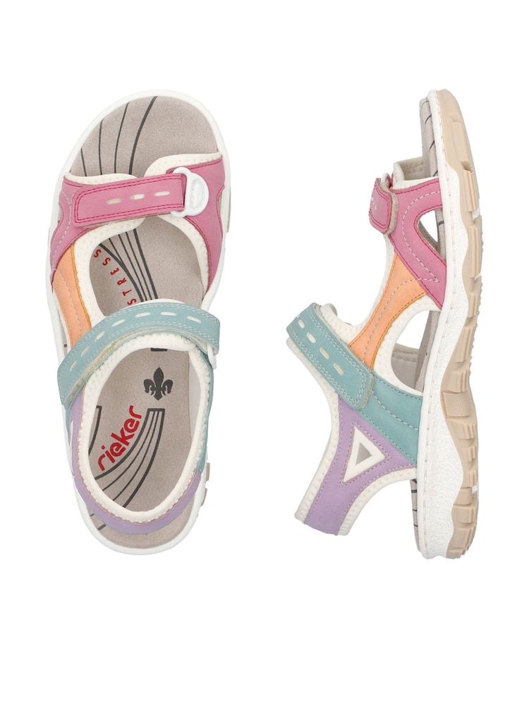 Rieker Womens Pink Bur Fastener Sandals - Image 8 of 10