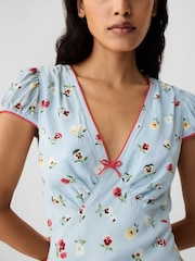 Gap Light Blue DÔEN Floral Mini Dress - Image 4 of 5