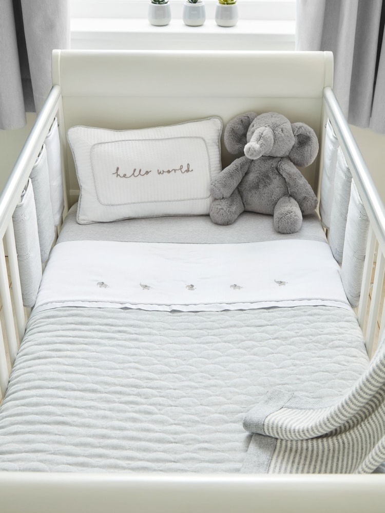 Mamas & Papas Grey Welcome To The World Cot Bed Quilt - Image 1 of 6