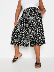Yours Curve Black White Flat Front Culottes - Image 1 of 5